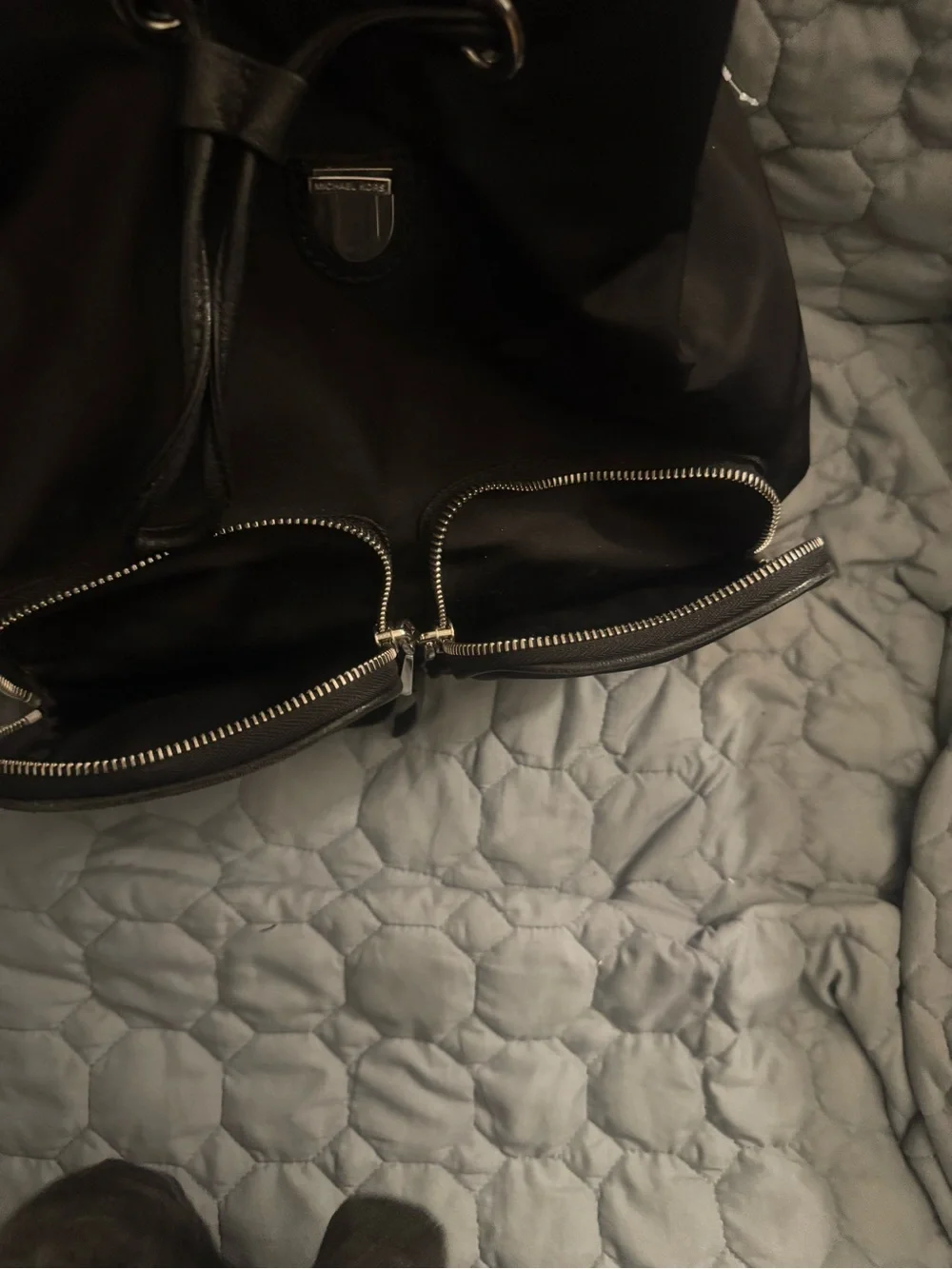 Michael Kors Black Nylon Backpack with Front Pockets
